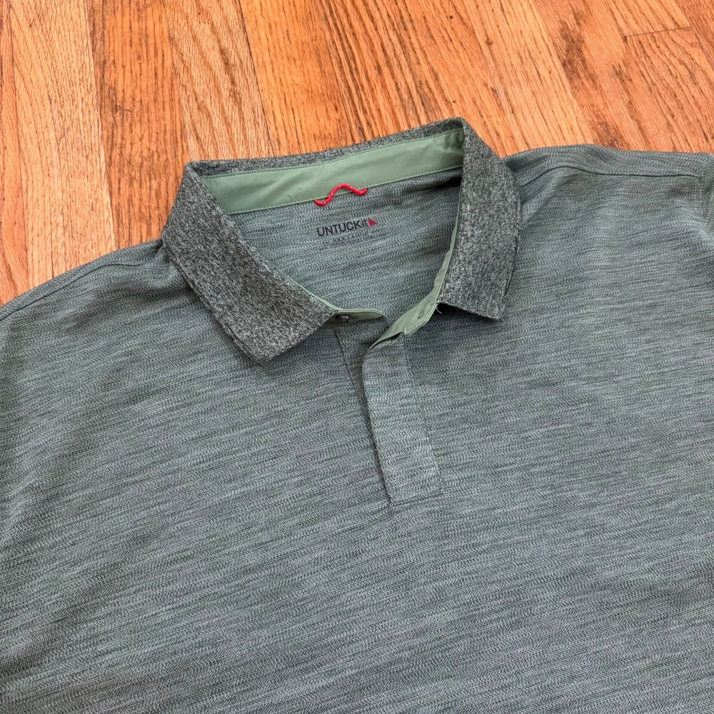UNTUCKit Men's XXXL Heathered Green Performance Short Sleeve Golf Polo Shirt 3XL